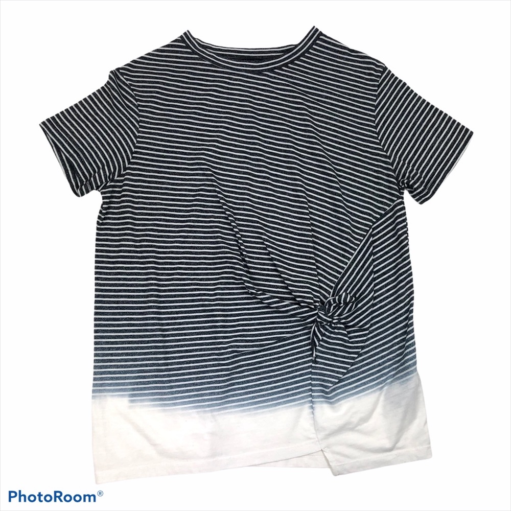 All Saints Navy and White Striped Knot Tee